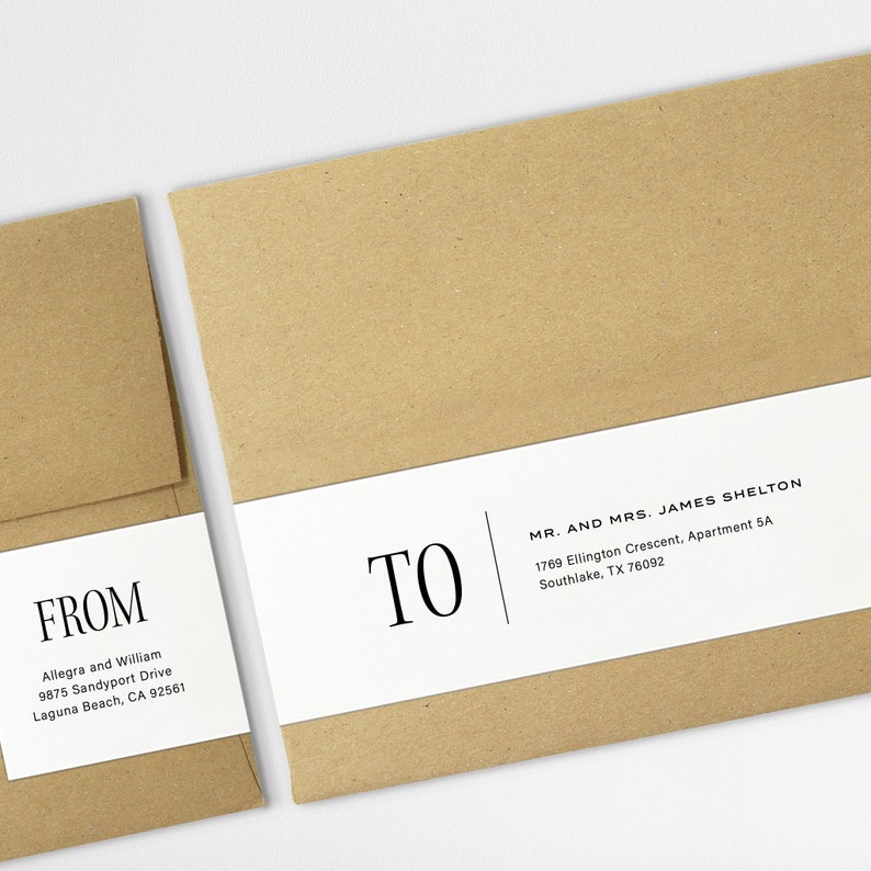 Wraparound Wedding Envelope Label Template, Bold Monogramc Address ...