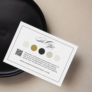 Elegant Guest Attire Insert with QR Code, Color Palette Card, Dress Code Indication Enclosure, Guest Dress Requirements, SN1050_AQ