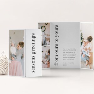 Unique Christmas Gatefold Card, Seasons Greetings, Modern Bold, Christmas Card Template, Xmas Photo Card, Minimalist Holiday Card, SN09B_GC