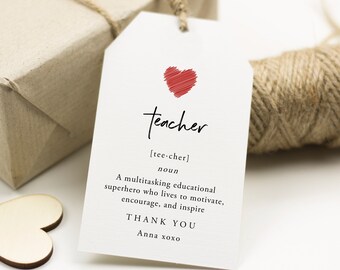 Teachers Appreciation Definition Gift Tag, Modern Script Definition Tag, Teacher Appreciate Tag, Teacher Appreciation Day Tags, SN033_TA