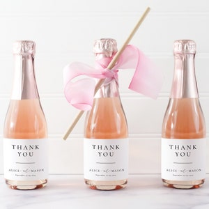 Thank You Wedding Favor Mini champagne bottle labels, Bridal shower favor stickers, Classic Minimalist Labels, Fizz Labels, SN105_MF
