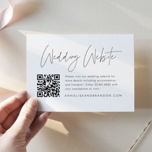 Minimalist Wedding Website Insert Card with QR Code, Printable Enclosure Card, Insert Template, Accommodation Card, Transport, SN009_WIQ
