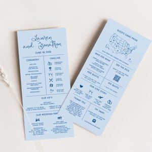 Babyblauw infographic trouwprogramma, grillig trouwschema & pictogrammen, volgorde van gebeurtenissen, handgetekende ceremonieprogrammaprogramma, SN300_IP