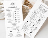 Fun Infographic Wedding Program, Wedding Schedule, Wedding Icons, Order of Events, Modern Initals, Ceremony Program Itinerary, SN015M_IP