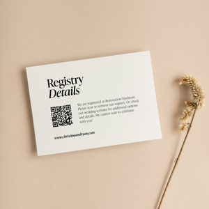 Einfache Geschenk-Registrierkarte QR-Code einfügen, Hochzeitsregistrierungsvorlage, ultra-minimalistische Registrierungsvorlage, Brautparty-Einsatz, SN500_GRQ