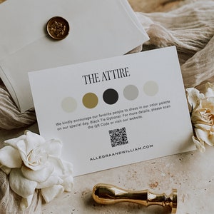 Inserto colori matrimonio, inserto abbigliamento ospite, carta Our Vibe, carta tavolozza colori codice QR, custodia indicazione codice abbigliamento, codice abbigliamento, SN600_AQ