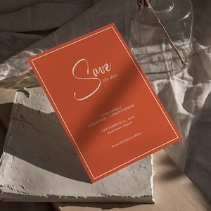 Italian Orange Save the Date Card, Dolce Vita Save our Date, Italian Wedding Digital Editable Template, Free flowing calligraphy, SN066_STD