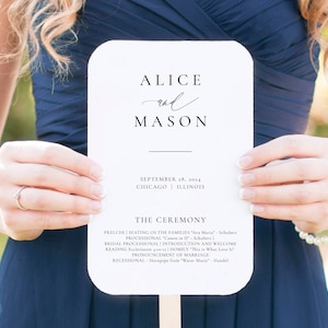 Classic Minimalist Fan Program Printable, Script Ceremony Fan, Wedding Program Template, Printable Fan, Program Download, SN105_PF