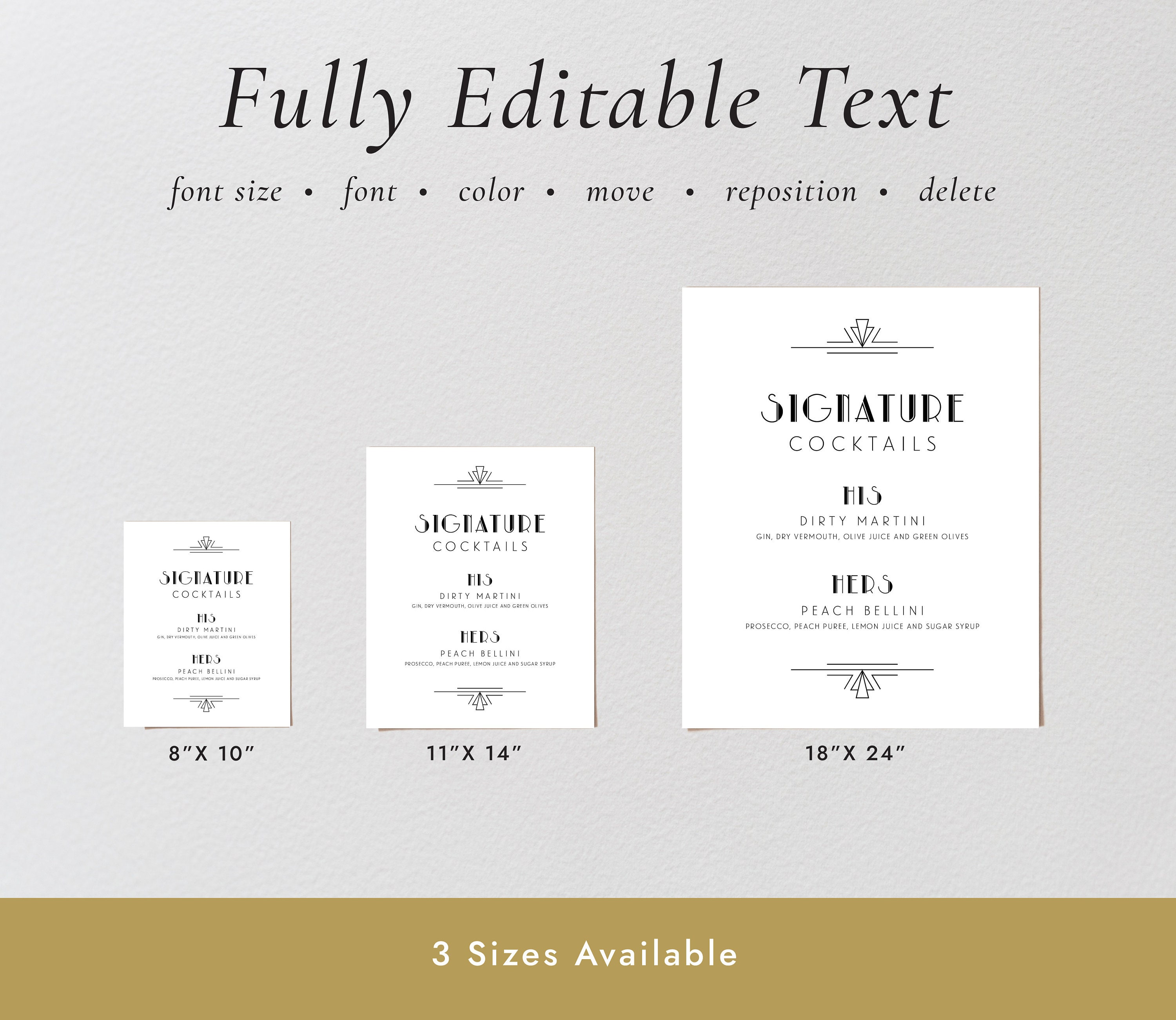 Gatsby Signature Cocktails Sign Art Deco Signature Drinks Etsy