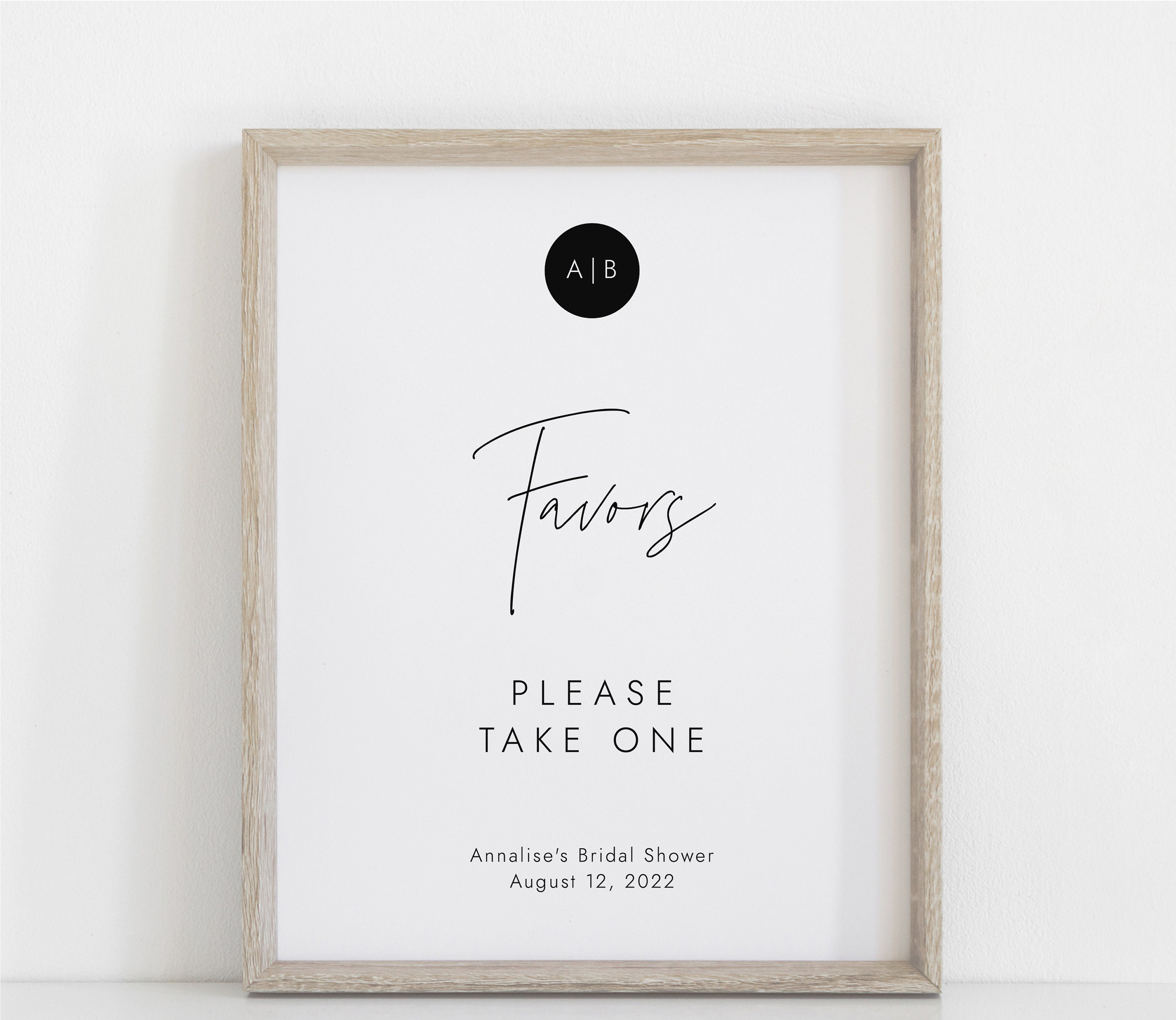 Bridal Shower Favors Sign Minimalist Wedding Favor Sign Etsy