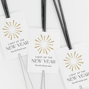 2024 New Years Sparkler Tag, Fireworks New Years Eve Sparkler Tag, Modern Sparkler NYE Tag, New Years Eve Party Favor, SN099_SNY