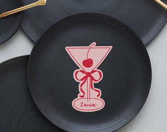 Cherry Martini Shaped Place Card, Pink Red Ribbon and Bow Shape Seating Name Cards, Whimsical Coquette Bow Table Decor, Guest Name, SN799_PC