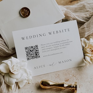 Classic Minimalist Wedding Website Insert Card with QR Code, Printable Enclosure Card, Insert Template, Accommodation Card, SN105_WIQ