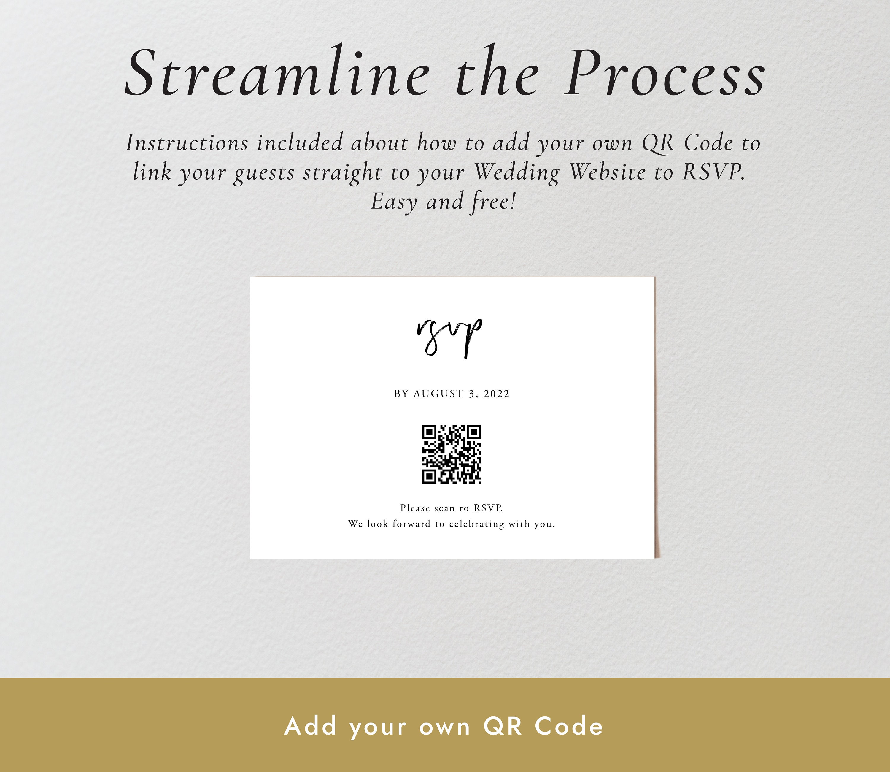 QR Code Wedding Invitation Suite Digital Rsvp Invitation Etsy