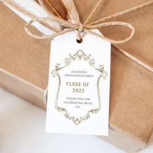 Gold Barock Abschluss Tags, Danke, dass Sie mit mir feiern, Klasse von 2025, Grad Party Favor Tags, verzierter Vintage Rahmen, SN1100GGT