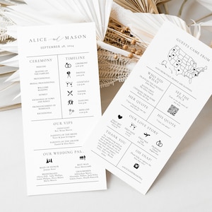 Wedding Infographic Program, Wedding Schedule, Wedding Icons, Order of Events, Fun Ceremony Program Itinerary, Classic Minimalist, SN105_IP