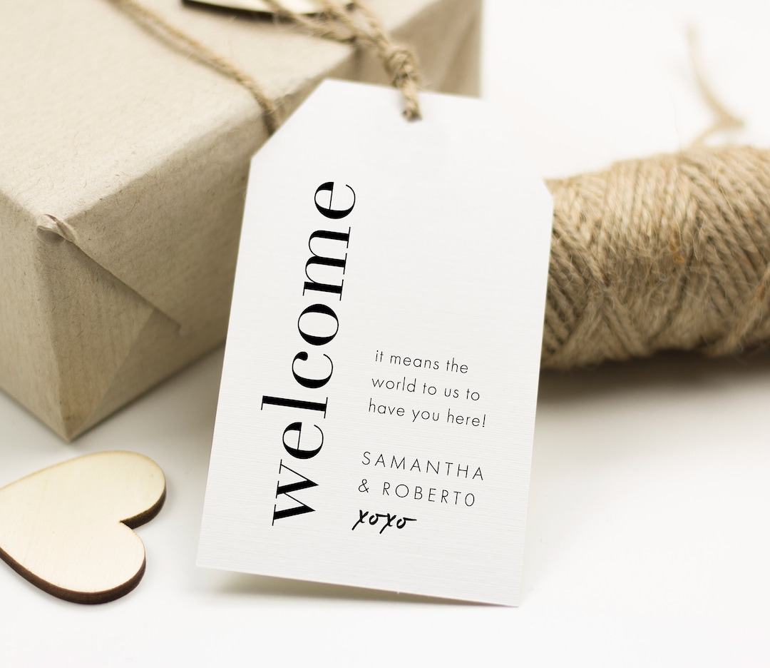 Welcome Bag Gift Tag Template, Printable Modern Bold Gift Tag With Line ...