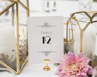 Art Deco Table Numbers, Great Gatsby Table Number Signs, Jazz Age Table Cards Template, Roaring 20s Wedding Decor, 5 x 7, 4 x 6, SN200_TN