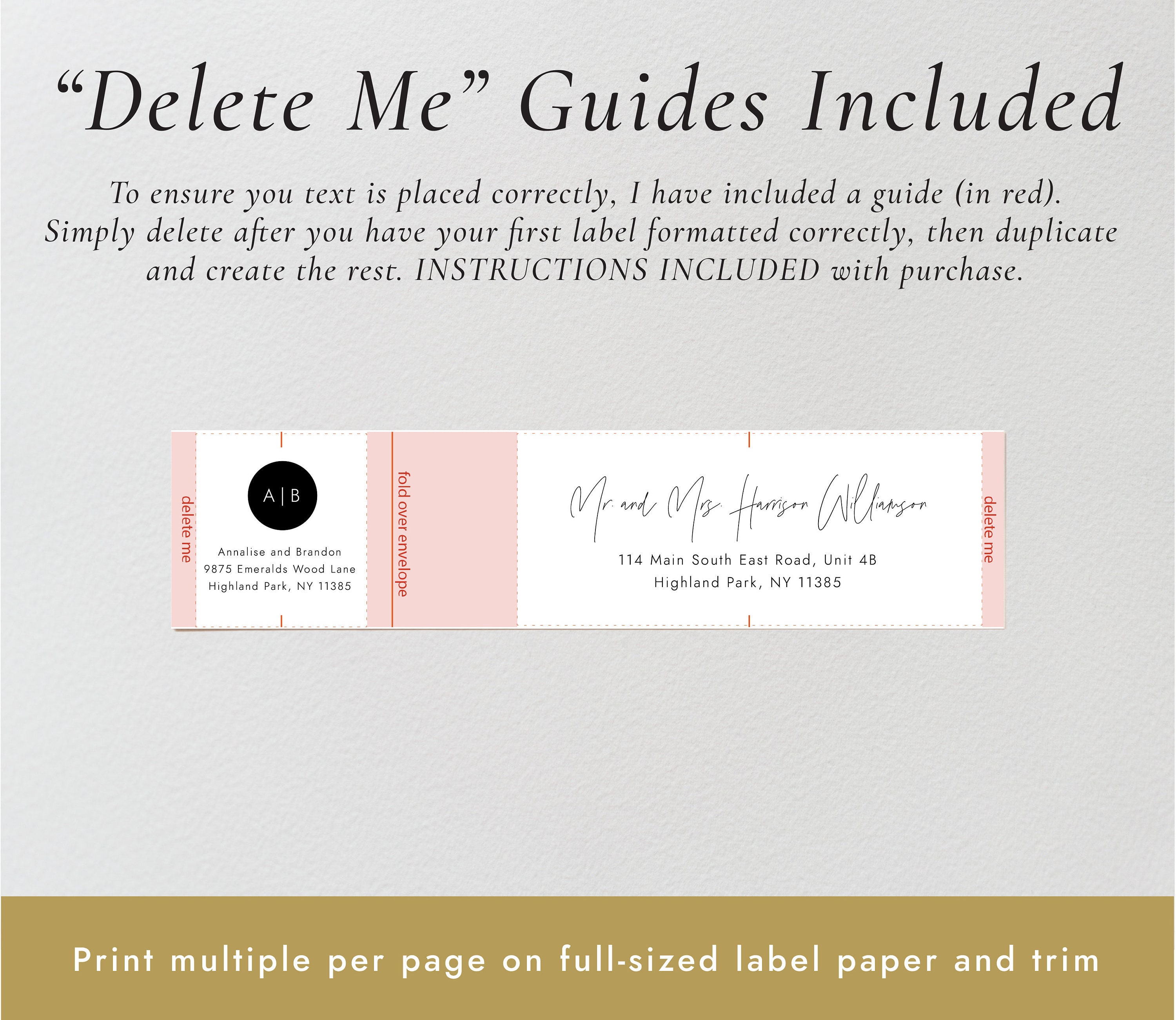 Monogram DIY Editable Address Labels SN015M_WL Printable Address Labels