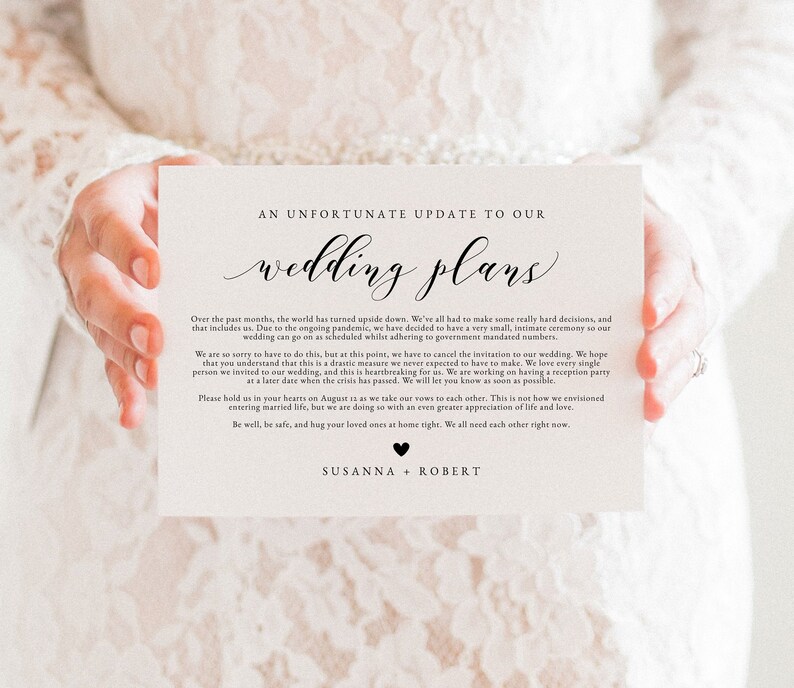 Classic COVID Uninvite Wedding Invitation Template