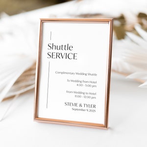 Shuttle Service Wedding Sign, Chic Wedding Bus Details Sign, Wedding Trolley Sign, Minimalist Transportation Sign, Trolly Sign, SN250_SS