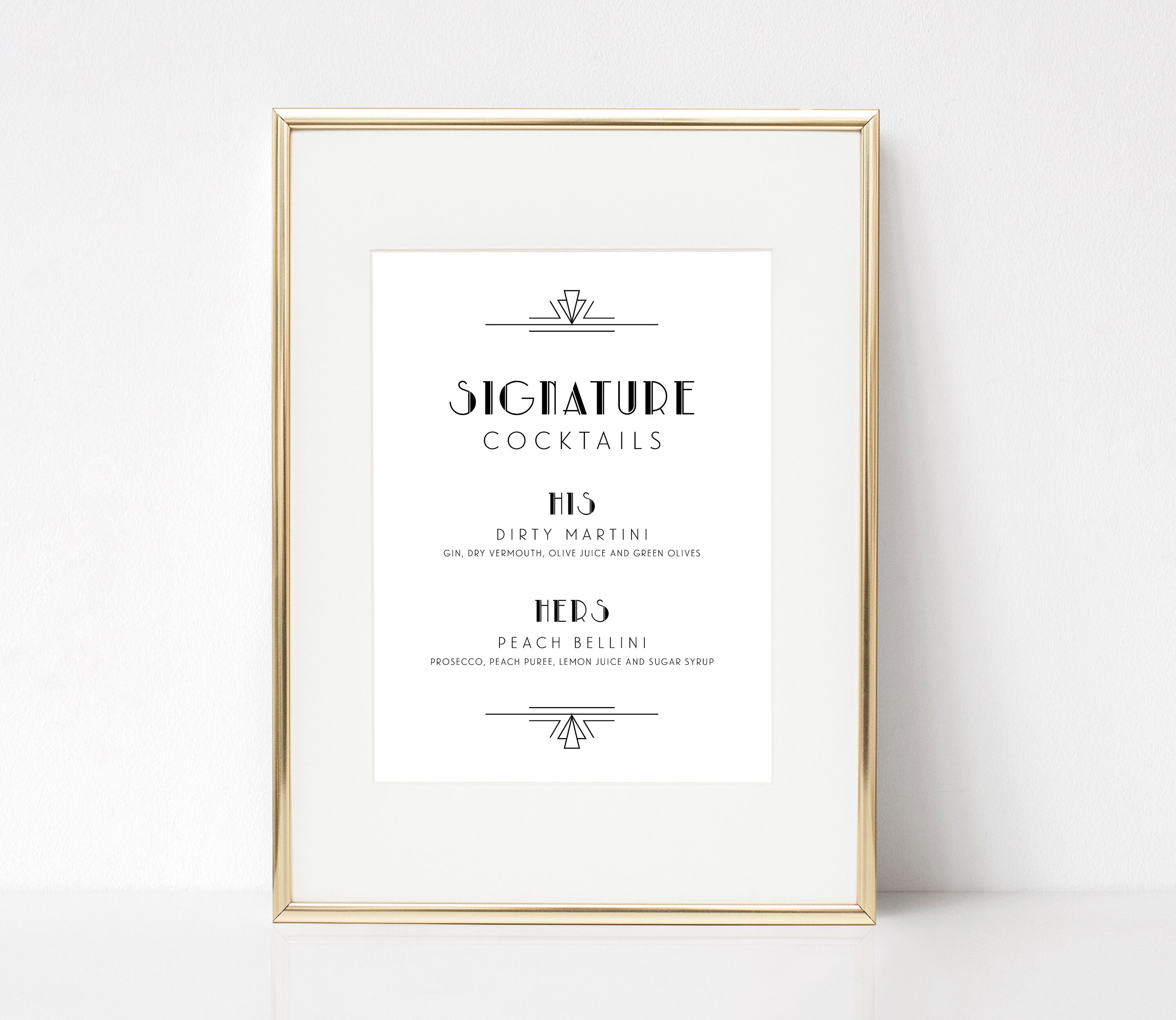 Gatsby Signature Cocktails Sign Art Deco Signature Drinks Etsy