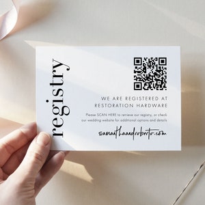 Modern Bold Gift Registry Card Insert QR Code, Wedding Registry Template, Minimalist Script Template, Bridal Shower Insert, SN095B_GRQ