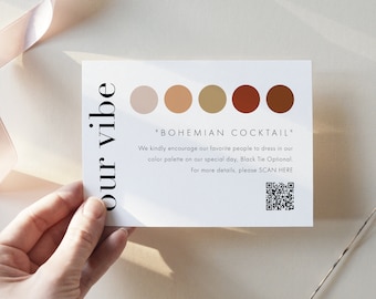 Modern Bold Attire Insert, Our Vibe Insert, QR Code Color Palette Card, Dress Code Indication Enclosure, Guest Dress Code, SN095B_AQ