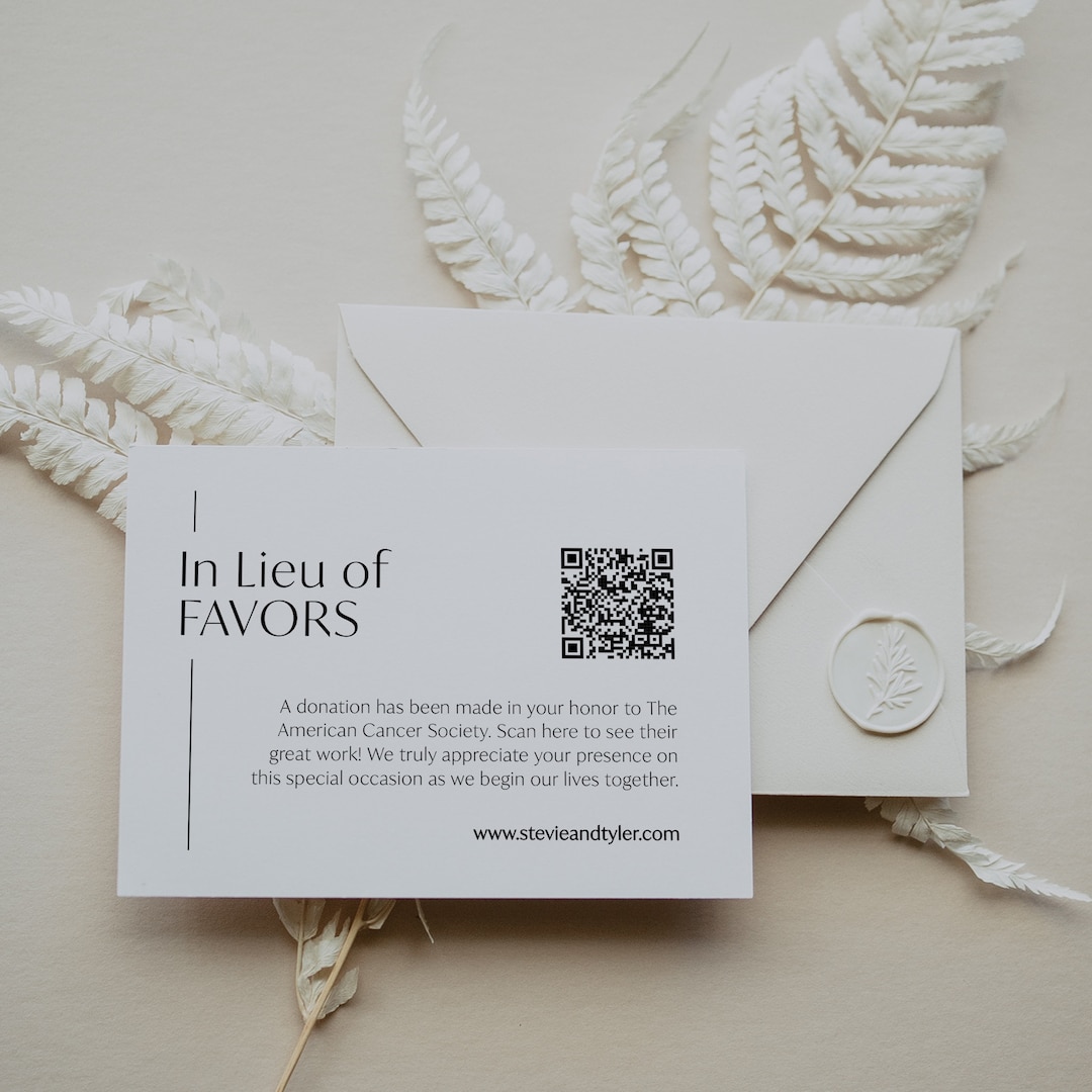 Calligraphy Monogram Charity Donation Card With QR Code in 