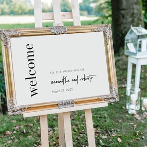 Modern Bold Welcome Sign, Welcome to our Wedding Poster, Minimalist Script Welcome Template, 5 Sizes, Editable Welcome Download, SN095B_W