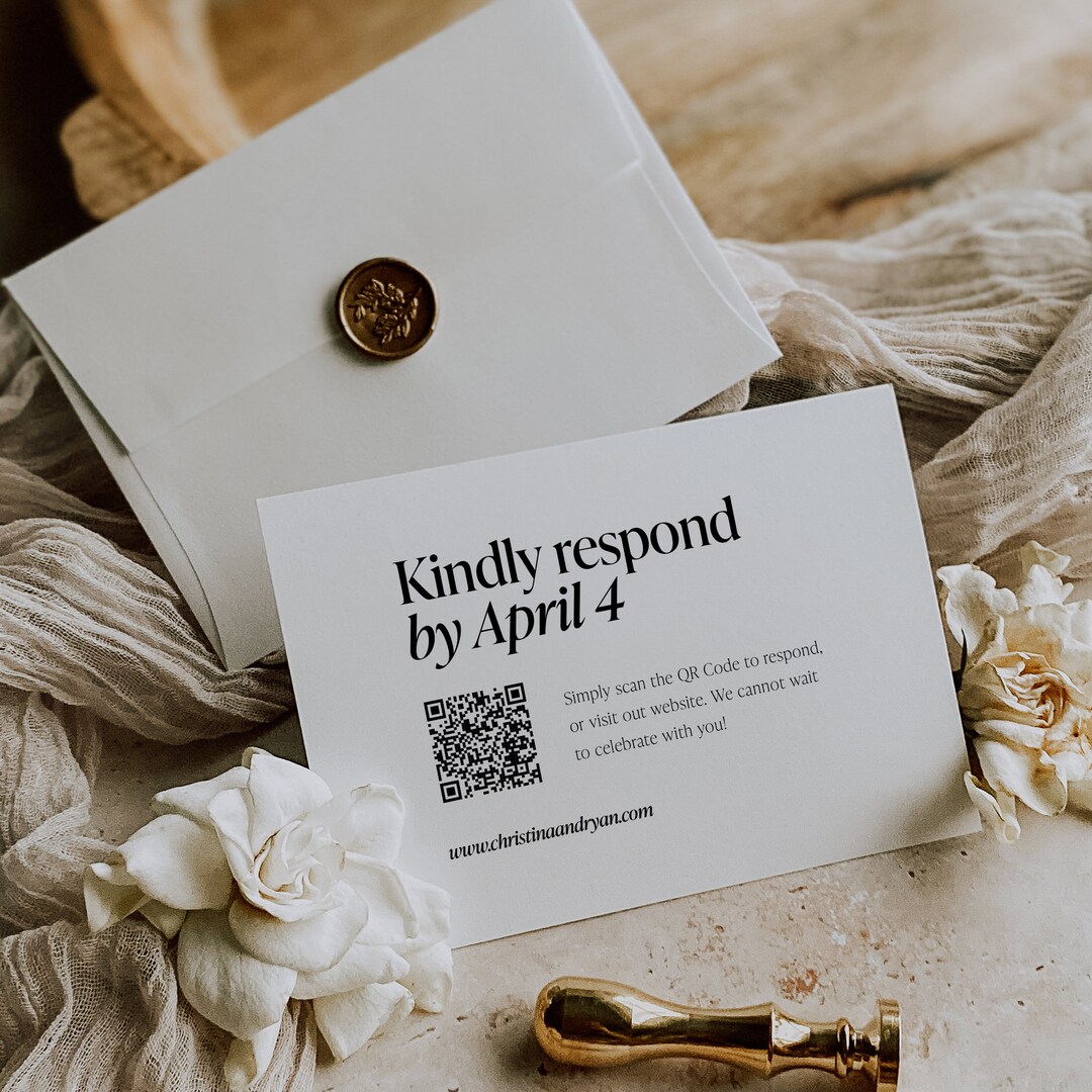 RSVP QR Code Insert Card, Ultra Minimalist Response Card, Scan ...