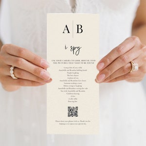 Modern Initials I Spy with QR Code, Guest Photo Sharing, Wedding Game Card, Wedding Photo Share QR, Monogram I spy Photo Share, SN015M_PSQ