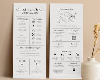 Infographic Wedding Program, Wedding Schedule, Wedding Icons, Order of Events, Fun Ceremony Program Itinerary, Ultra Minimalist, SN500_IP