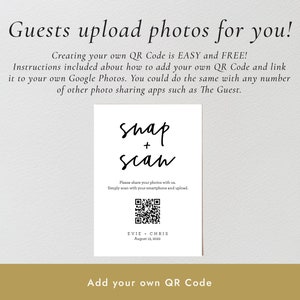 Modern Snap and Scan with QR Code Printable, Guest Photo Sharing, Oh Snap, Wedding Photo QR, hashtag Sign, Wedding Photos Sign, SN012_PSQ image 4