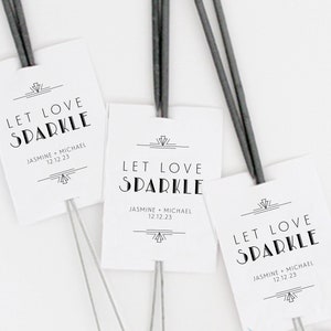 Gatsby Let Love Sparkle Tag, Art Deco Sparkler Send Off Tag, Sparkler Tag, Sparkler Send Off, Jazz Age Wedding Sparkler Tags- SN200_ST