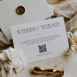 Wedding Website Insert Card with QR Code, Luxury Vintage Printable Enclosure Card, Insert Template, Accommodation Card, Transport, SN060_WIQ