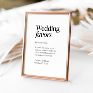 Ultra Minimalist Favor Sign Template, Modern Wedding Signage, Favors ...