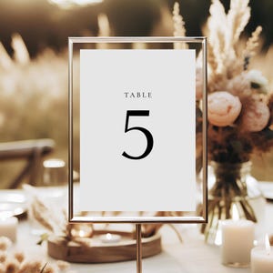 Classic Minimalist Printable Table Numbers, Table Number Signs, Minimalist Table Cards Template, Wedding Decor, 5 x 7, 4 x 6, SN105_TN