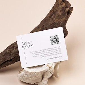 Inserto elegante para después de la fiesta con código QR, Invitación para después de la fiesta de boda, Tarjeta felices para siempre, Recinto minimalista para fiesta de boda, SN250_RQ