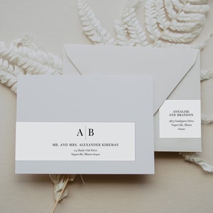 Modern Initials Wedding Wraparound Envelope Label Template, Monogram Wrap around, Editable Labels, Printable Address Labels, SN015M_WL