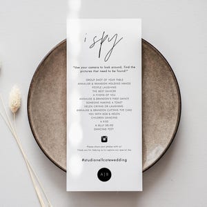 I Spy Wedding Game Template, Hashtag Game, Wedding Scavenger Game, Wedding Games Printable Digital Reception Game, Photo Hunt Game, SN009_IS