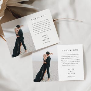 Chic Wedding Photo Thank You Card, Classic Minimalist Editable Template, Wedding Photo Link, Custom Thank You, Thankyou, SN105_TY