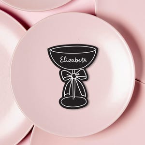 Champagne and Bow Shaped Place Card, Black Bow Shape Seating Name Cards, Whimsical Coquette Bow Table Decor, Wedding Guest Name, SN800_PC