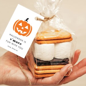 Halloween is S&#39;more Fun with You Gift Tags, Halloween Label, Printable S&#39;more Tag Halloween, Spooky Editable Tag, Kids S&#39;more Tag, SN050_GT