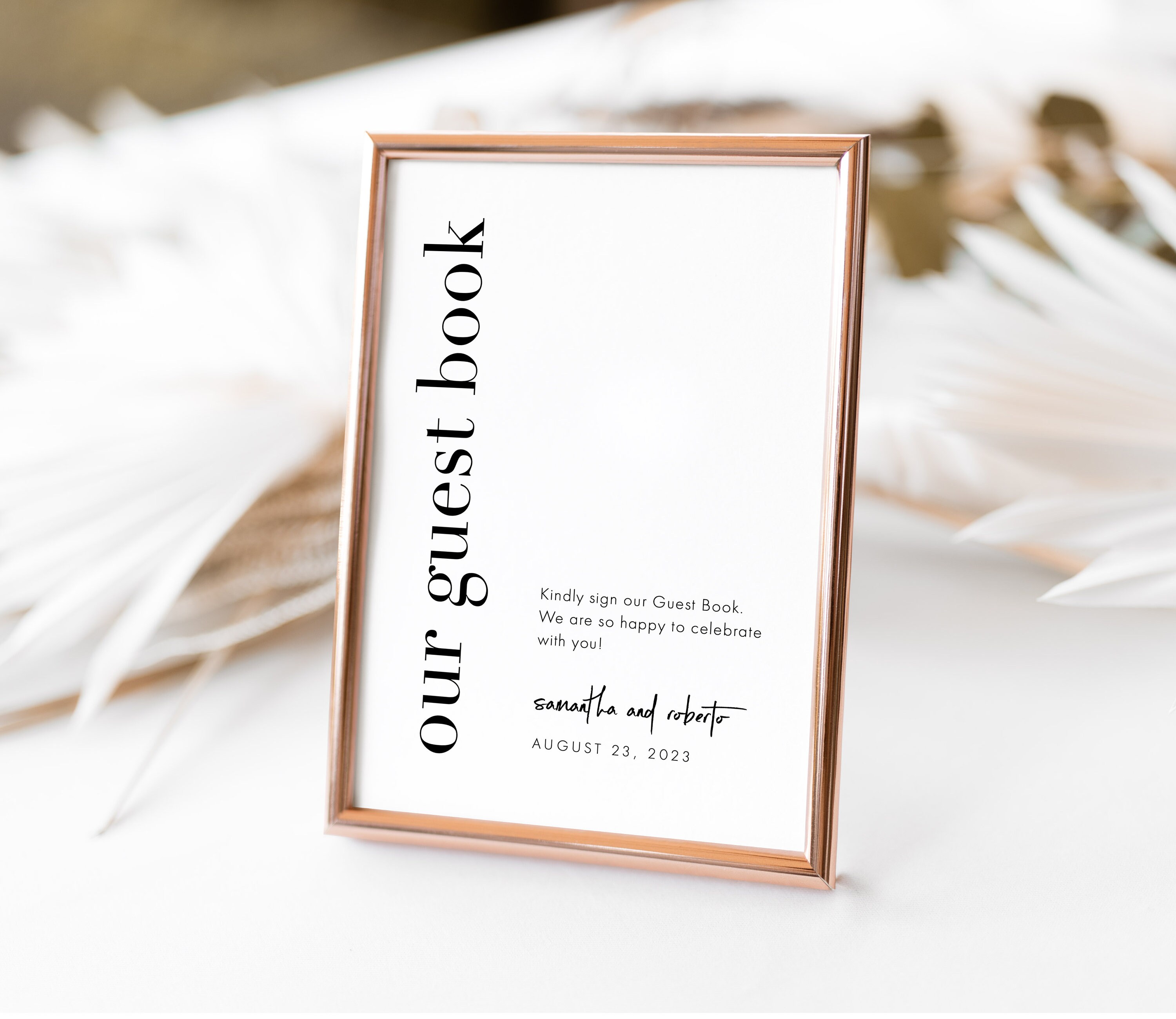 Bold Modern Guest Book Sign Template Minimalist Wedding Etsy