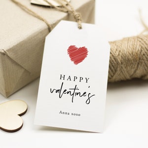 Modern Heart Happy Valentines Day Gift Tag, Modern Script Valentine's Tag, Editable Gift Tags, Hang Tags, Kids Gift Tag - SN033_VGT