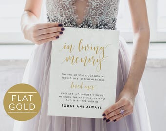Gold In Loving Memory Sign-In Memory Sign-Memorial Sign-Wedding Sign-In Loving memory-PDF-Instant Download-Printable Sign-SN022_ILM Gold