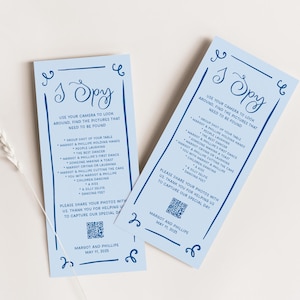 I Spy Hand Drawn Wedding Hashtag Game, Party Game, Reception Guest Photo Hunt, Hand Written Games for the Table, Fun and Quirky, SN300_IS
