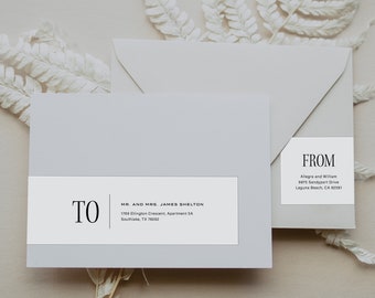 Wraparound Wedding Envelope Label Template, Bold Monogramc Address Labels, DIY Editable Wedding Labels, Printable Address Labels, SN600_WL