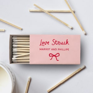 Whimsical Bow Matchbox Template, Love Struck Matchbox Wedding Favor, Hand Drawn Quirky Matches Template, Customizable Template, SN800_MB